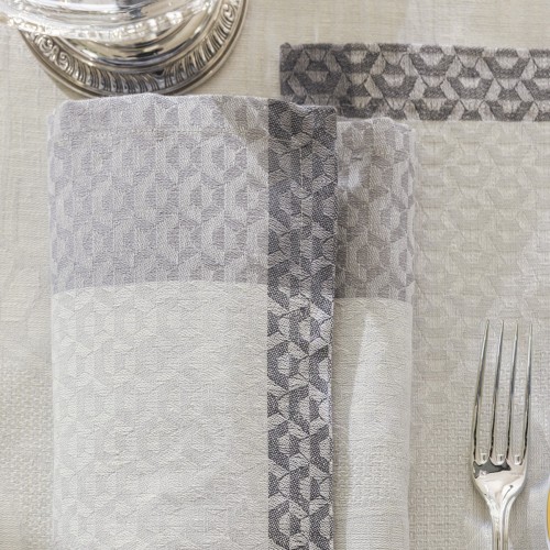 Serviettes de table pur lin Evasion Céleste Carrare, Le Jacquard Français 