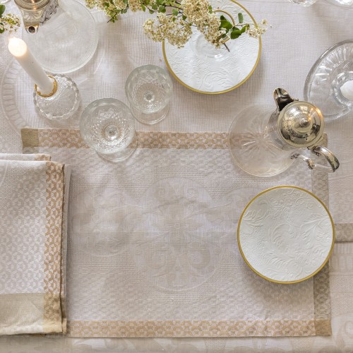 Set de table antitache pur lin  Evasion Travertin, Le Jacquard Français 