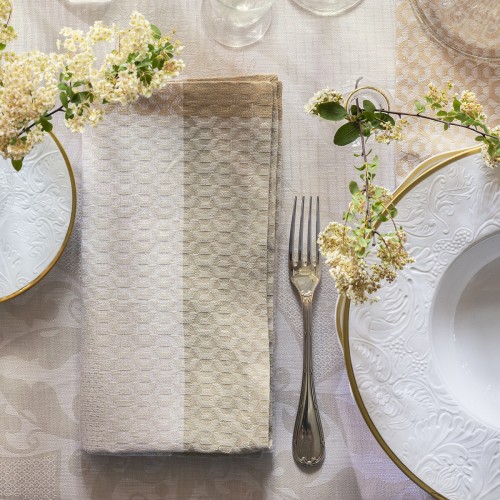 Serviettes de table pur lin  Evasion Travertin, Le Jacquard Français 