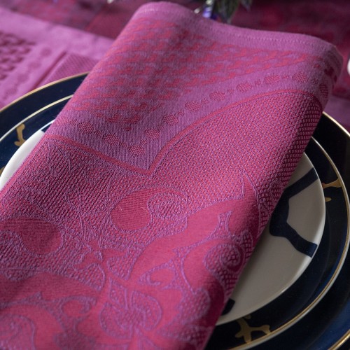 Serviettes de table coton Palais Vénitien Pourpre, Le Jacquard Français