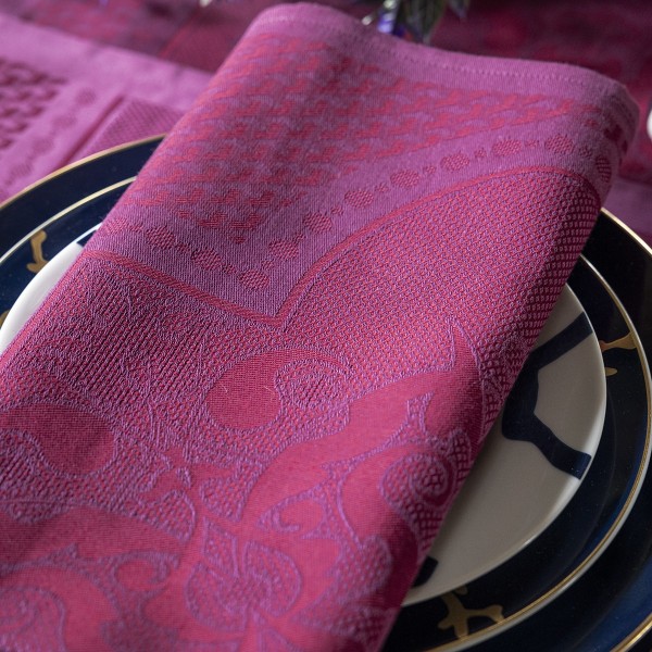 Serviettes de table coton Palais Vénitien Pourpre, Le Jacquard Français