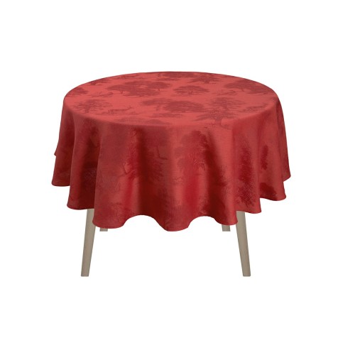 Nappe sur mesure Souveraine Carmin pur lin laize 180cm, Le Jacquard Français
