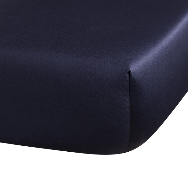 Drap housse uni satin de coton 118 fils/cm² Flora Encre