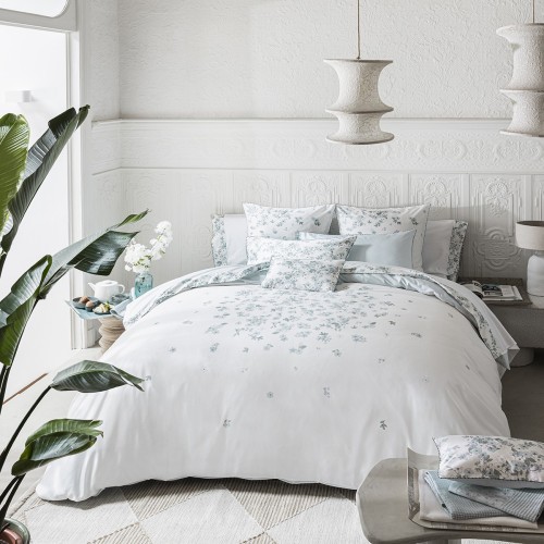 Le Jacquard Français - Parure de lit imprimée satin de coton 118 fils/cm² Manuka Ciel