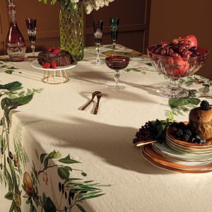 Serviettes de table imprimées métis lavé lin/coton Abondance d'Automne Naturel, Garnier-Thiébaut  2