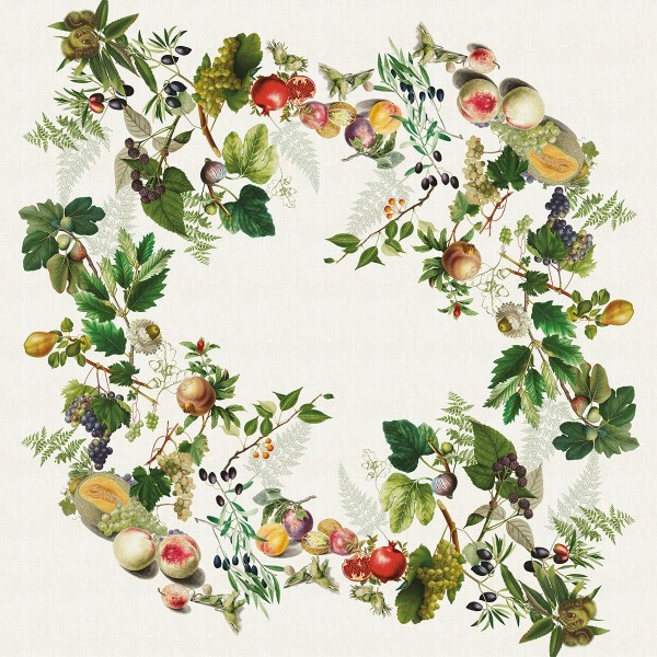 Nappe imprimée métis lavé lin/coton Abondance d'Automne Naturel, Garnier-Thiébaut