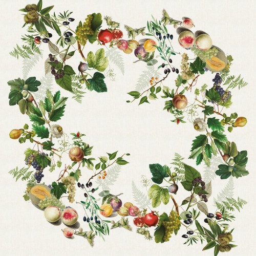 Nappe imprimée métis lavé lin/coton Abondance d'Automne Naturel, Garnier-Thiébaut