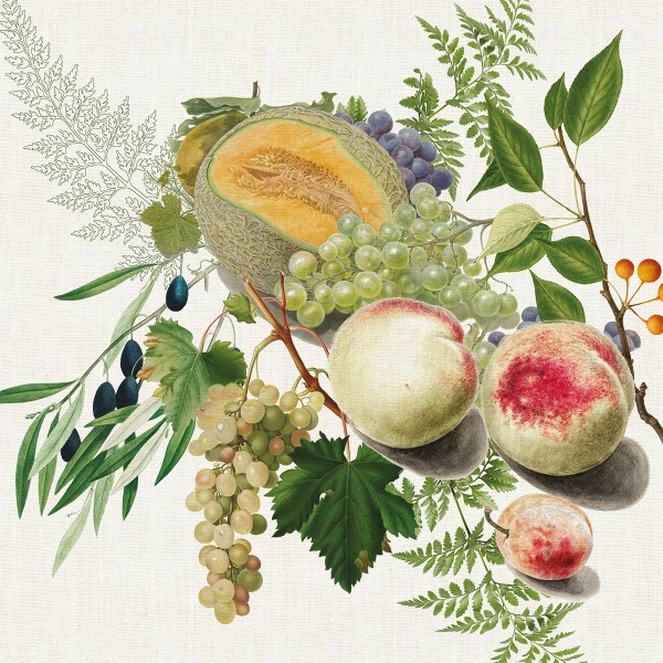 Serviettes de table imprimées métis lavé lin/coton Abondance d'Automne Naturel, Garnier-Thiébaut