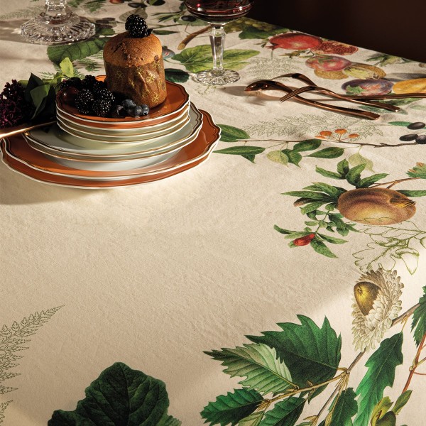 Petit carré déco imprimé métis lavé lin/coton Abondance d'Automne Naturel, Garnier-Thiébaut