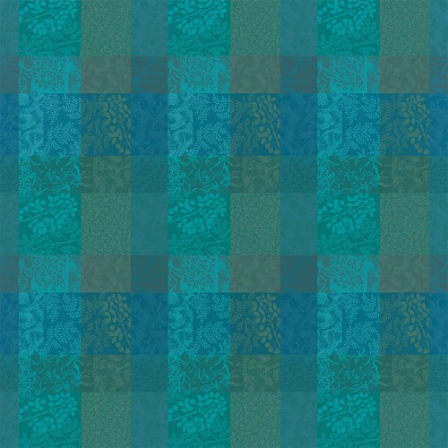 Nappe enduite sur mesure Mille Rameaux Emeraude laize 180cm, Garnier-Thiébaut