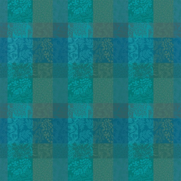 Nappe enduite sur mesure Mille Rameaux Emeraude laize 180cm, Garnier-Thiébaut