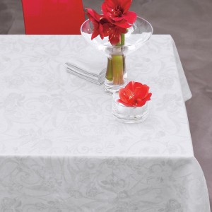 Tissu nappe au metre Tivoli Blanc, Le Jacquard Français  2