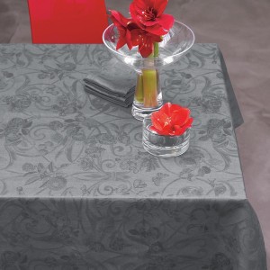 Tissu nappe au metre Tivoli Gris Flanelle, Le Jacquard Français  2