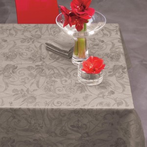 Tissu nappe au metre, Tivoli Poivre Gris (Lin) 2