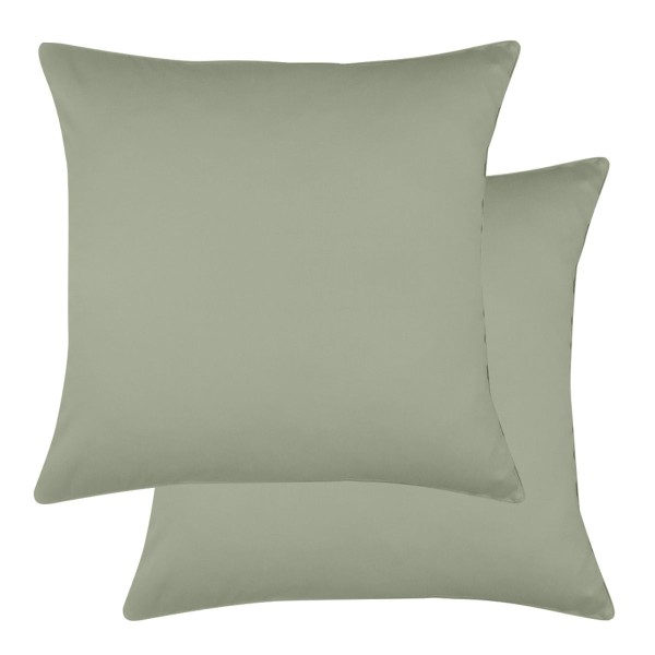 Garnier-Thiébaut - Lot de 2 Taies d'oreiller unies en satin de coton 120 fils/cm² Ava Lichen