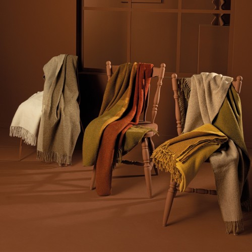 Plaid laine/autres fibres Duetto Rouille 130x170cm, Garnier-Thiébaut