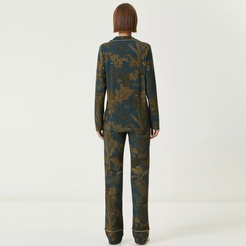Veste de pyjama imprimé Rainforest Bleu doré, Garnier-Thiébaut