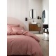 Parure de lit unie Tout Doux Rose solaire, Essix