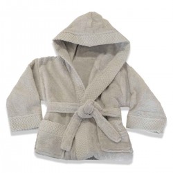 Peignoir de bain enfant à capuche Zéro Twist Gris, Tradition des Vosges