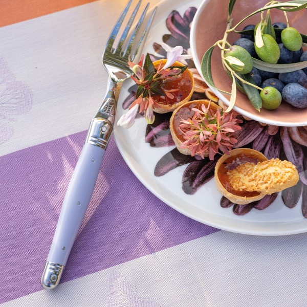 Nappe enduite sur mesure Bal des papillons Lilas, laize 180cm, Le Jacquard Français