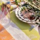 Nappe enduite sur mesure Bal des papillons Lilas, laize 180cm, Le Jacquard Français