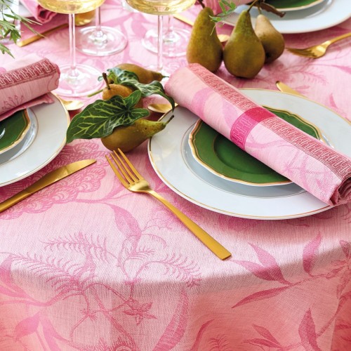 Petit Carré déco pur lin A L'orangerie Magnolia, Le Jacquard Français