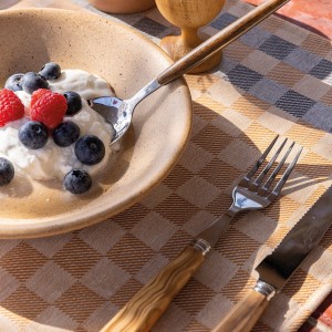Serviettes de table Champêtre Damier, Le Jacquard Français  2