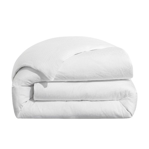 Le Jacquard Français - Housse de couette jacquard coton peigné  118 fils/cm² Portofino Bianco
