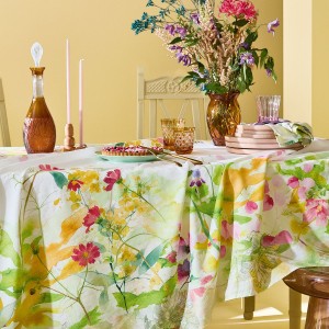Serviettes de table métis lavé lin et coton Souffle fleuri Printemps, Garnier-Thiébaut 2