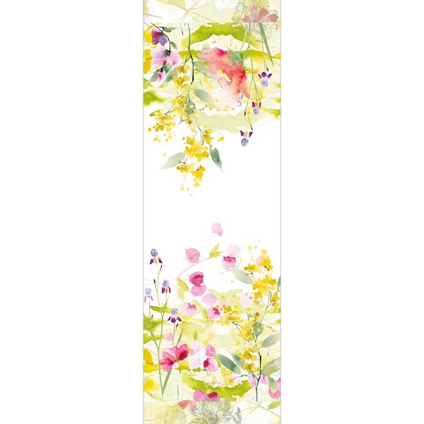 Chemin de table métis lavé  lin et coton Souffle fleuri Printemps, Garnier-Thiébaut