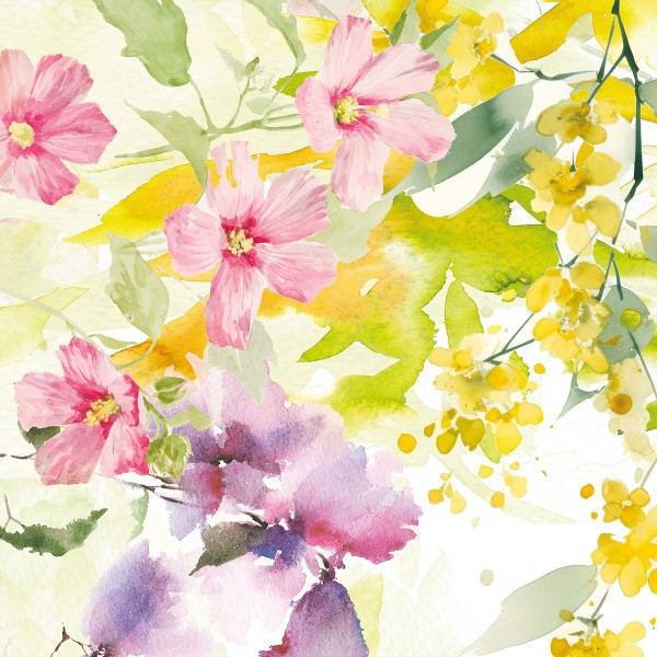 Serviettes de table métis lavé  lin et coton Souffle fleuri Printemps, Garnier-Thiébaut