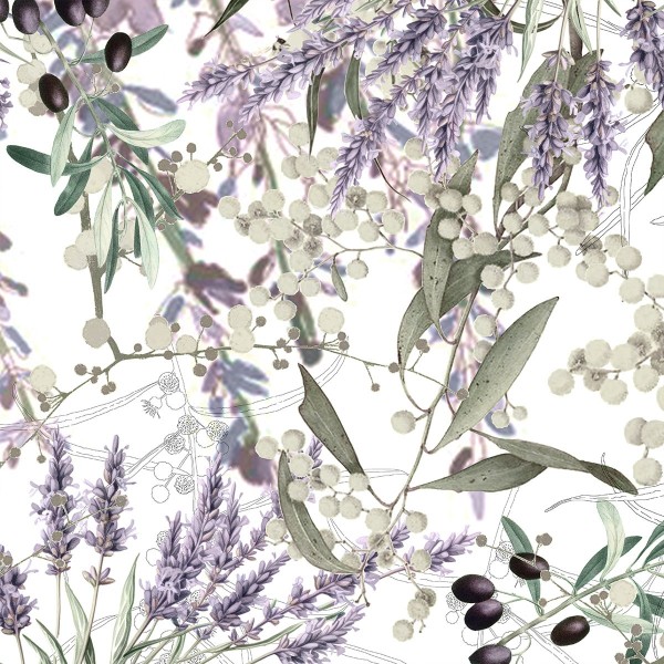 Serviettes de table métis lavé  lin et coton Parfum de lavande Mauve, Garnier-Thiébaut