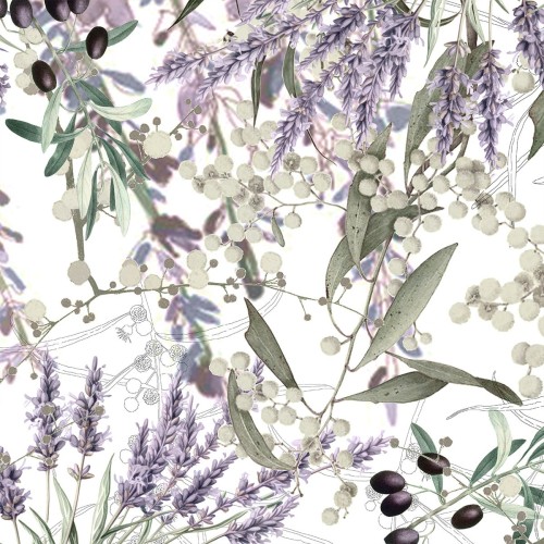 Serviettes de table métis lavé  lin et coton Parfum de lavande Mauve, Garnier-Thiébaut