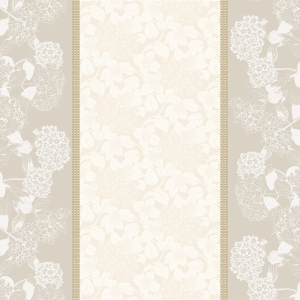 Nappe coton Mille Hortensias Naturel, Garnier-Thiébaut