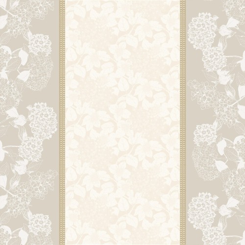 Nappe coton Mille Hortensias Naturel, Garnier-Thiébaut