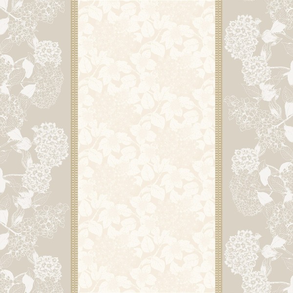 Tissu enduit Mille Hortensias Naturel laize 180cm, Garnier-Thiébaut
