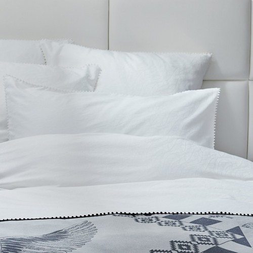 Garnier-Thiébaut - Parure de lit jacquard en satin de coton 130 fils/cm² Alula Blanc