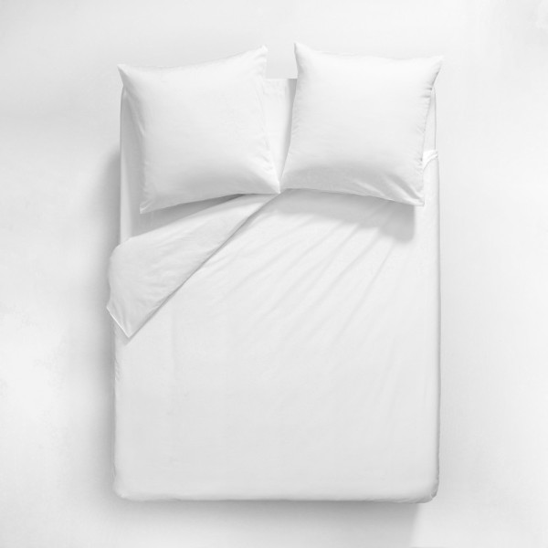 Garnier-Thiébaut - Housse de couette unie en satin de coton 120 fils/cm² Ava Blanc