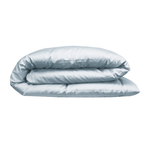 Garnier-Thiébaut - Housse de couette unie en satin de coton 120 fils/cm² Ava Glacier