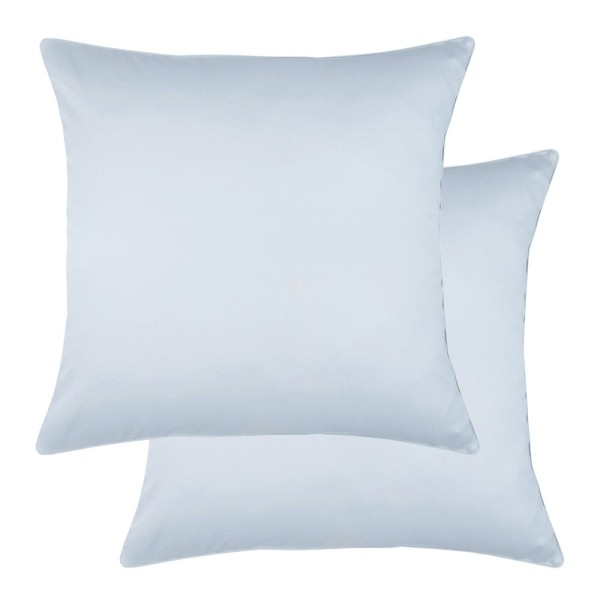 Garnier-Thiébaut - Taies d'oreiller unies en satin de coton 120 fils/cm² Ava Glacier