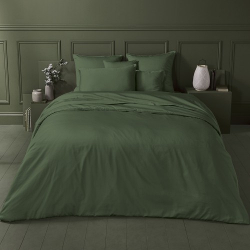 Garnier-Thiébaut - Housse de couette unie en satin de coton 120 fils/cm² Ava Sauge