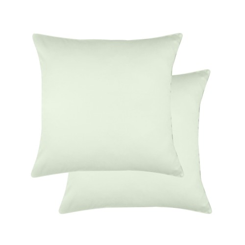 Garnier-Thiébaut - Taies d'oreiller carrées unies en satin de coton 120 fils/cm² Ava Vert d'eau