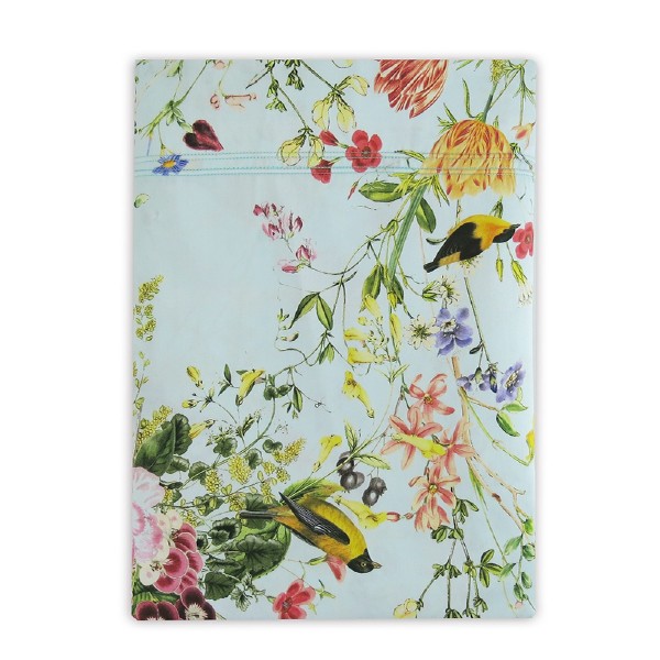 Garnier-Thiébaut - Drap plat imprimé en satin de coton 120 fils/cm² Primavera Vert d'eau