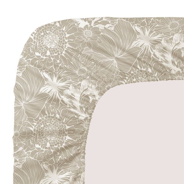 Garnier-Thiébaut - Drap housse imprimé en satin de coton 120 fils/cm² Flower Power White