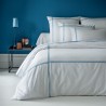 Garnier-Thiébaut - Housse de couette unie en satin de coton 120 fils/cm² Palais chic Blanc et Navy