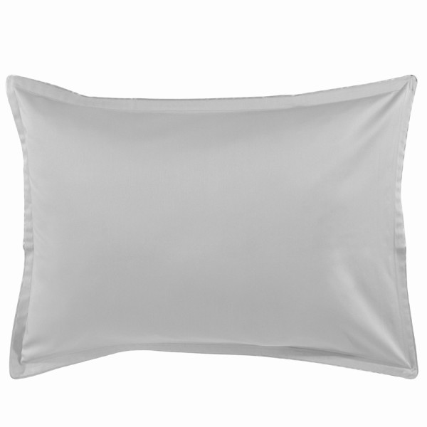 Taie rectangulaire satin de coton Bio Teophile Argent