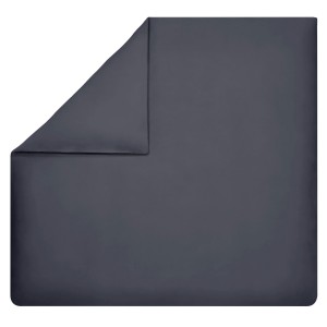 Housse de couette unie en satin de coton Bio Teophile Marine 2
