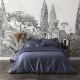 Housse de couette unie en satin de coton Bio Teophile Marine