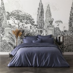 Housse de couette unie en satin de coton Bio Teophile Marine