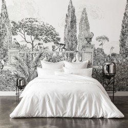 Housse de couette unie en satin de coton Bio Teophile Neige, Alexandre Turpault